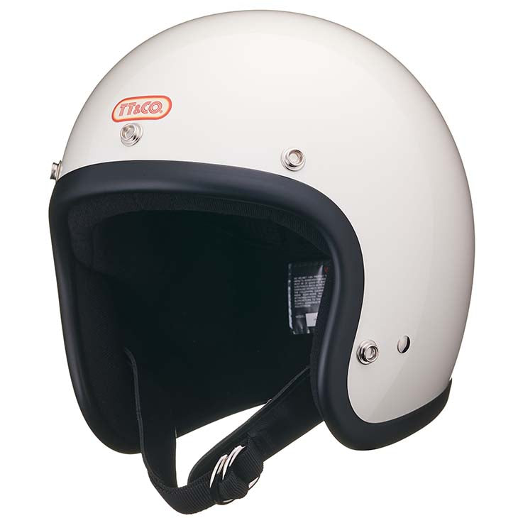 TT&CO. SUPER MAGNUM STANDARD IVORY 3/4 OPEN FACE MOTORCYCLE HELMET 